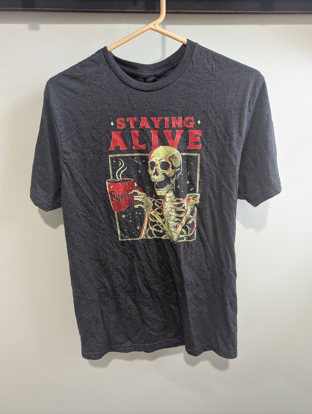 Staying Alive Graphic Tee - Charcoal